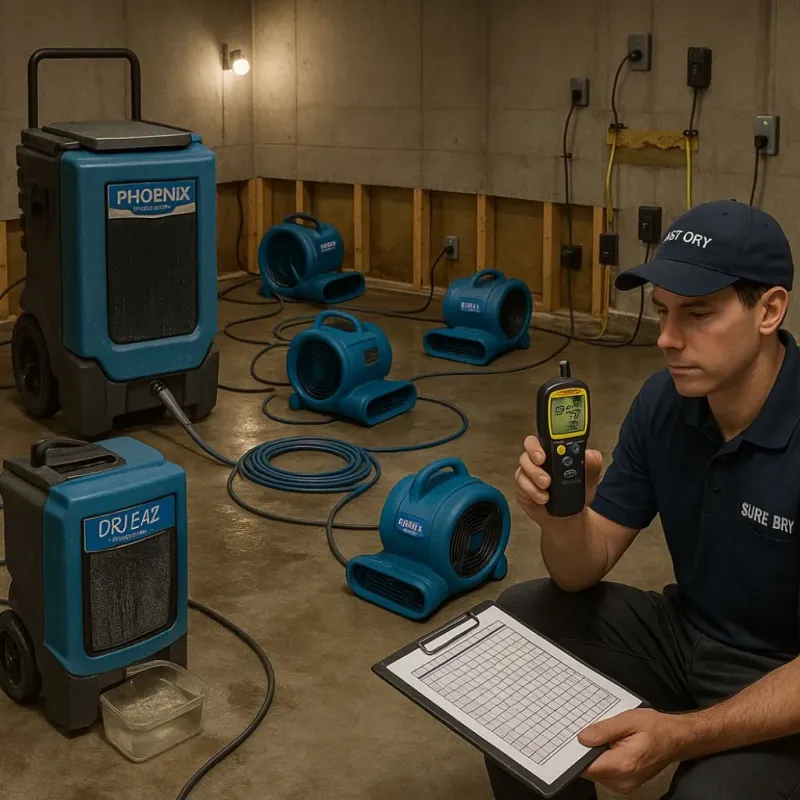 Structural Drying and Dehumidification process in Nolan County, TX